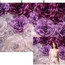 MEHOFOND 7x5ft Rose Flower Photography Backgrund Purple White Floral Girl Birthday Woman Portrait Backdrop for Wedding Bridal Shower Party Banner Cake Table Wallpaper Decoration Photo Studio