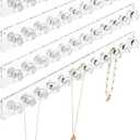 Heesch Necklace Hanger, Acrylic Necklace Organizer Wall Mount Necklace Holder, Jewelry Hooks for Necklaces, Bracelets, Chains (4-pack Clear)