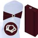 VitalCozy 50 Pcs Stretch Chair Sashes with Crown Chair Sashes with Buckle Slider Wedding Elastic Cover for Party Bridal Baby Shower Ceremony Reception Banquet(Burgundy)