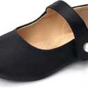 FUNKYMONKEY Toddler/Little Girl Mary Jane Dress Shoes Casual Slip on Ballet Flat (11 Little Kid, Black Stain)