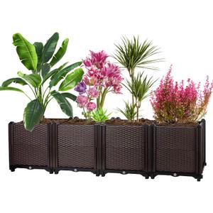 Raised Garden Box Planter, Polypropylene, Outdoor, 63'L x 15'H x 16'W, Large Plant Pot for Flowers, Vegetables, Tomato and Herbs, Self-Watering, Drainage Holes, Tool-Free Assembly