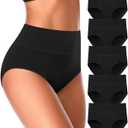ASIMOON High Waisted Cotton Underwear for Women Plus Size Slight Tummy Control Full Coverage Panties Briefs Ladies Pack (XX-Large)