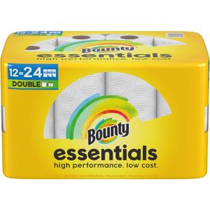 Bounty Essentials Select-A-Size Paper Towels, 12 Double Rolls, White, 108 Sheets Per Roll