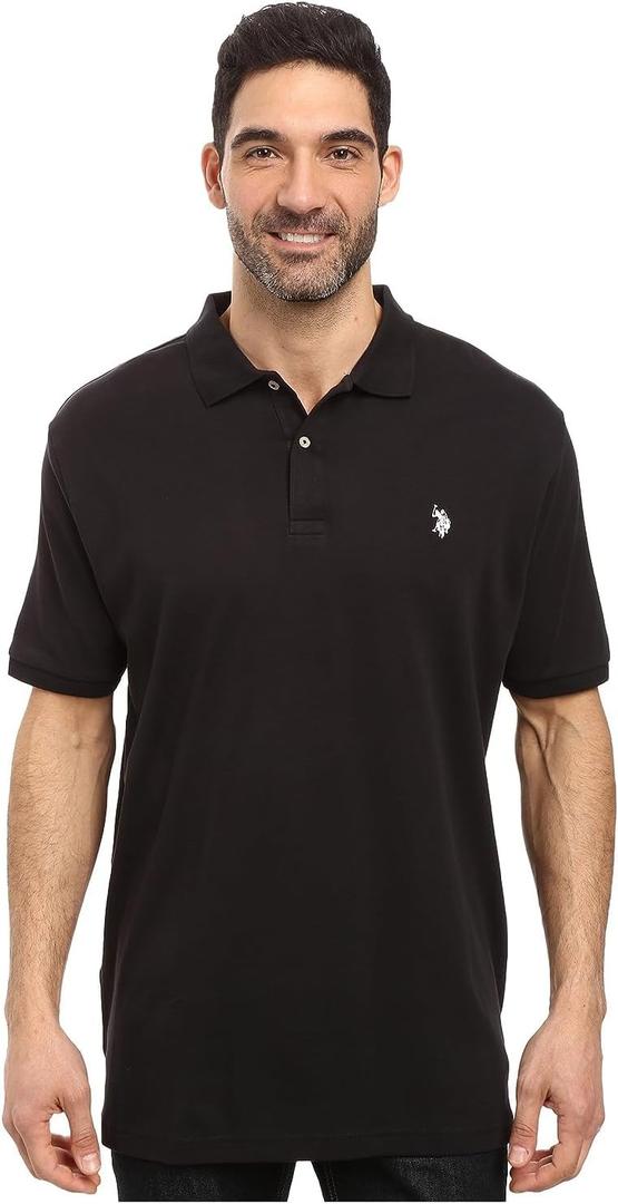 U.S. Polo Assn. Men's Solid Short Sleeve Interlock Polo Shirt, Golf Shirts for Men, Business Casual Polos (X-Large, Black)