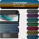 INFILAND for Samsung Galaxy Tab A9 Plus 5g Case with Keyboard High Precision Trackpad & 7 Color Backlight 360 Degree Rotating, Detachable Wireless Keyboard Case for Tab A9+ 11 inch 2023, Black