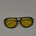 Oversized Aviator Sunglasses for Women with Gold Temples Trendy Large Big Double Bridge 2025 Designer Ladies Shades (A- Black/Yellow)