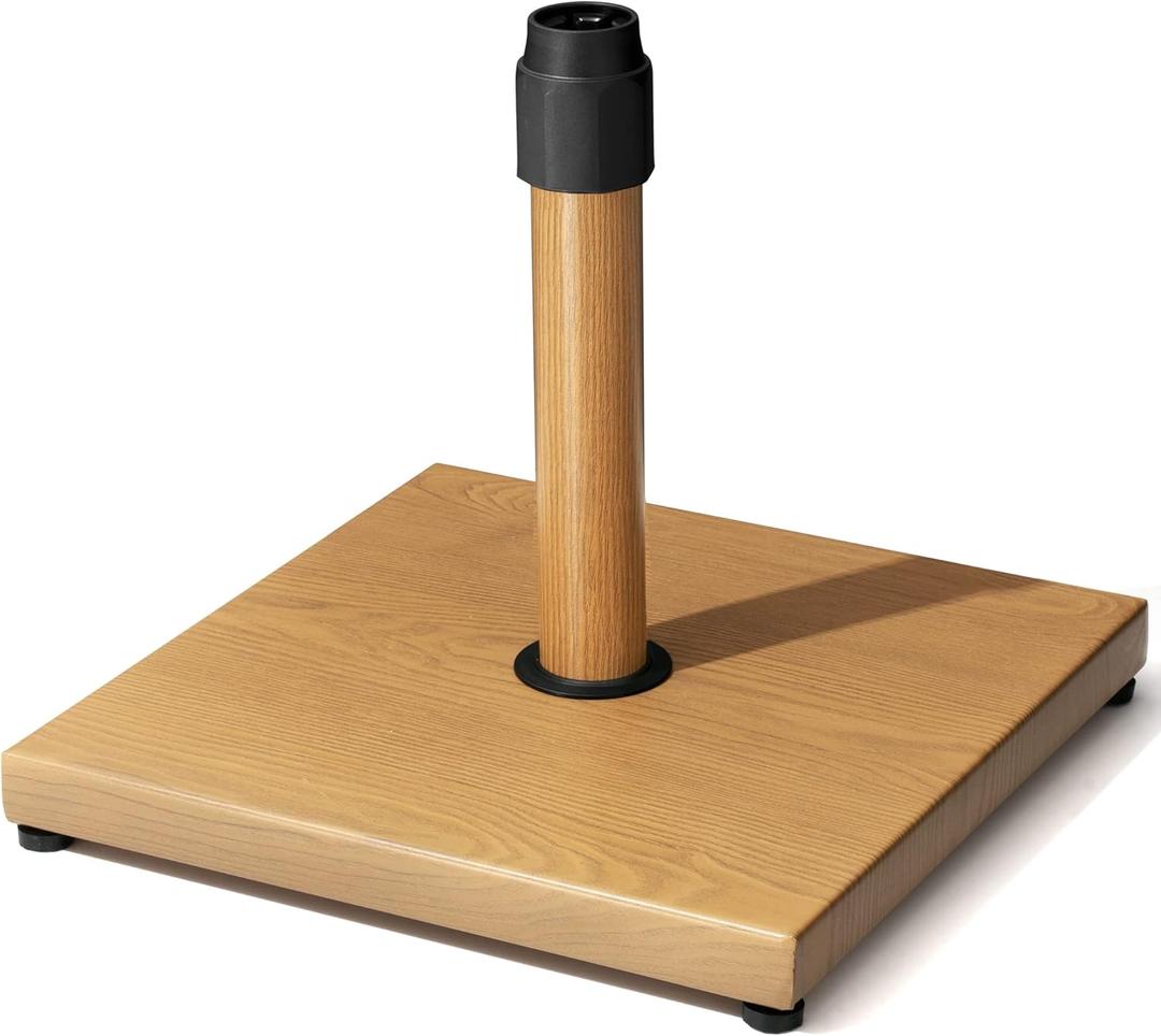 45lbs Patio Umbrella Base - Heavy Duty Outdoor Patio Market Umbrella Stand for Deck, Poolside, Balcony, Wind-Resistant Design, Decorative Wood Pattern (Teak) 45lbs Patio Umbrella Base - Heavy Duty Outdoor Patio Market Umbrella Stand for Deck, Poolside, Balcony, Wind-Resistant Design, Decorative Wood Pattern (Teak)
