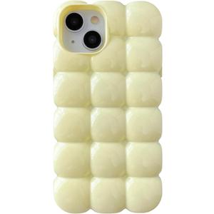 Caseative for iPhone 13 Case,3D Cube Grid Candy Color Soft Phone Case (Yellow)