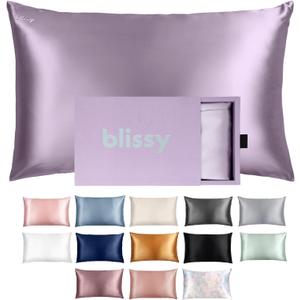 Blissy Silk Pillowcase - 100% Pure Mulberry Silk - 22 Momme 6A High-Grade Fibers - Silk Pillow Cover for Hair & Skin - Regular, Queen & King with Hidden Zipper (Standard, Lavender)