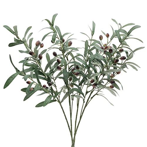 SHACOS 4 PCS 28 inch Artificial Olive Branches for Vases Greenery Olive Stems Faux Tree Branch Twig for Home Wedding Shop Office Garden Decor DIY Floral Crafts