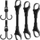 3pcs Stroller Connector with 2pcs Stroller Hook, Connector for Toddlers, Quick Release Adjustable Length with Hook Stroller Connector Set Twins(Black)