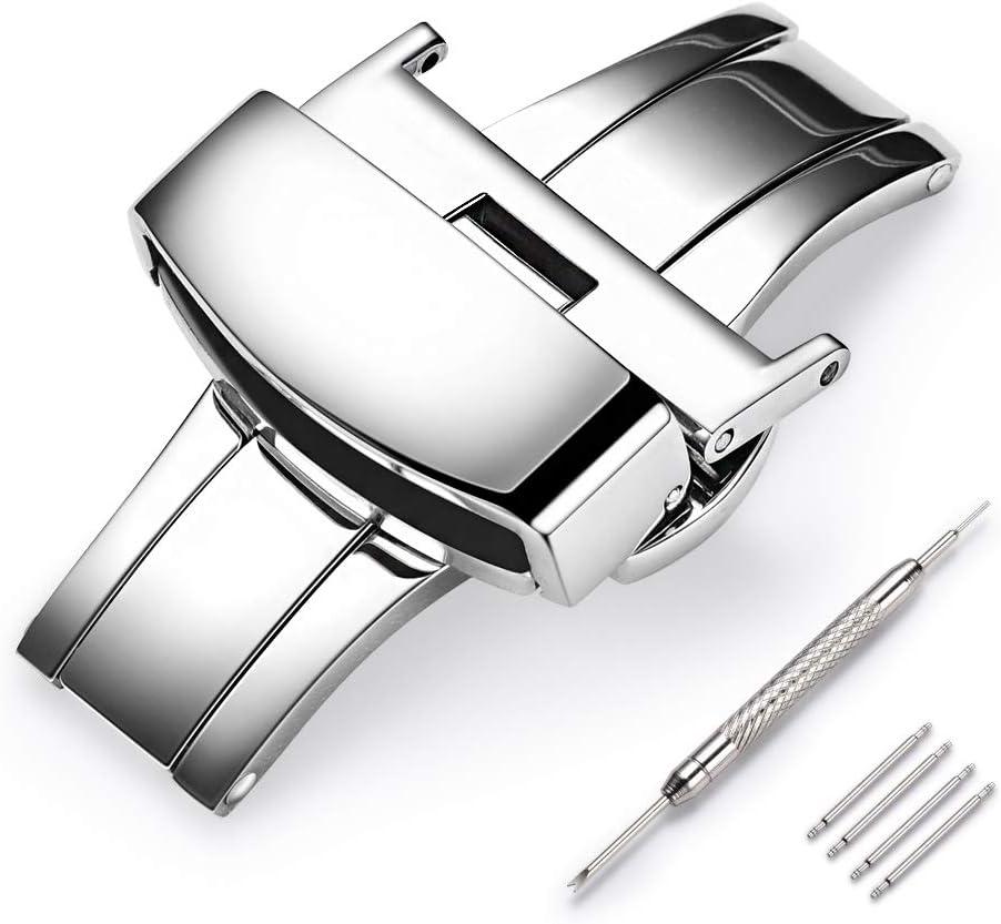 Stainless Steel Deployment Clasp Silver/Gold/Black/Rose Gold Watch Band Buckle Color&Width (14mm,16mm,18mm,20mm,22mm)