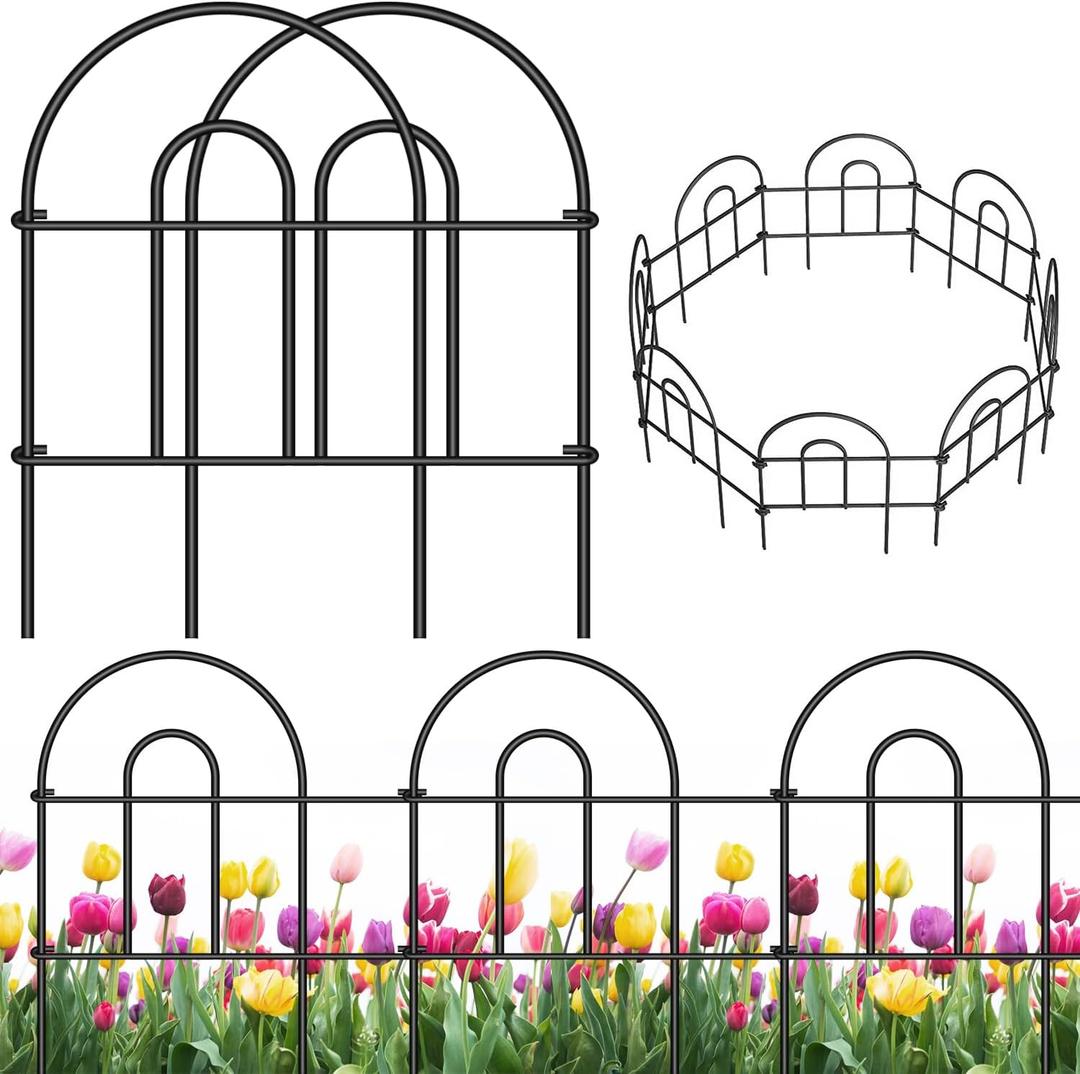 AMAGABELI GARDEN & HOME 35 Panels 18in(H)50ft(L) Decorative Garden Fences and Borders for Dogs Garden Fencing Animal Barrier No Dig Rustproof Metal Fence Panels for Flower Bed Fence Black