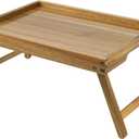 Acacia Bed Table Tray, Wooden Breakfast Tray with Folding Legs, Bed Tray for Eating and Laptop, Eating Trays for Bedroom
