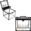 Pageant Crown Box Tiara Carrying Case Extra Large with Sash Holder Clear Acrylic Display Case,Toiletry and Cosmetic Organizer (Black, 230 * 230 * 200mm)