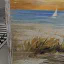 Beach Wall Art for Living Room: Coastal Artwork Walls Framed Hand Painted Heavy Texture Pathway Painting on Seaside Picture Wooden Home(48x24)