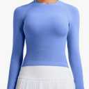 RUNNING GIRL Long Sleeve Yoga Shirts for Women, Soft Fitted Seamless Stretchy Casual Crew Neck Athletic Basic Shirt XL