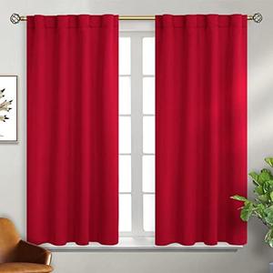 BGment Blackout Curtains for Bedroom - 45 Inch Rod Pocket and Back Tab Thermal Insulated Room Darkening Curtains for Living Room, 2 Curtain Panels (38 x 45 Inch, Red)