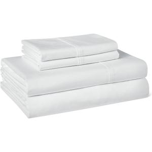 Amazon Basics Organic Cotton Sheet Set with 2-Pieces Pillowcase, White, Full