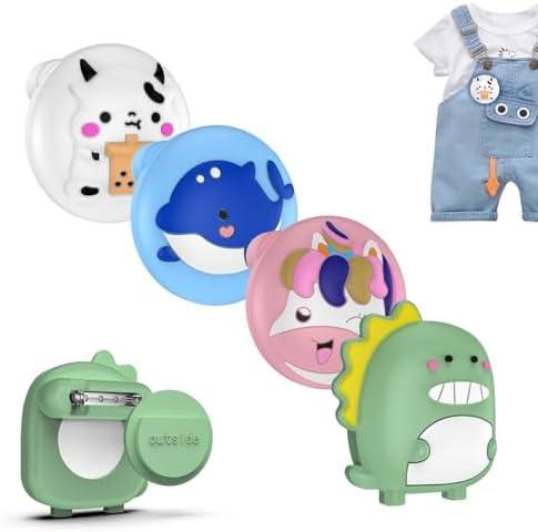 4 Pack for AirTag Holder with Pin, Soft Silicone Cute Air tag Holder for Kids Hidden Airtag Case Waterproof airtag Accessories for Child, Elderly, Pets Collar, Clothes, Shoe, Backpack