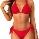 Women Halter Bikini Set - Two Piece Triangle Swimsuit Tie Bathing Suit 2025 Cute Swimwear L
