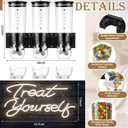 Lounsweer 9 Pcs Wall Mounted Cereal Dispenser with 1pcs Treat Yourself Neon Signs 13.5 L Candy Machine Grain Dispenser Neon Snack Sign Wall Mount for Home Kitchen Food Store Birthday Gift Party Decor