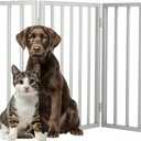 Pet Gate - 3-Panel Indoor Foldable Dog Fence for Stairs, Hallways, or Doorways - 54x24-Inch Retractable Wood Freestanding Dog Gates by PETMAKER (Gray)