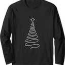 Christmas Tree | Handmade Winter Line Art | Family Holiday Long Sleeve T-Shirt, Size: Small