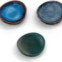 Small Ceramic Spoon Rest 3PCS for Coffee Tea Spoon Kitchen Counter Dining Table Decor, Stable Glaze Sauce Tray Porcelain Utensil Spoon Holder for Stove Top Coffee Bar Easy Clean (Orbicular-1)