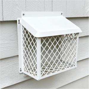 Dryer Vent Cover Bird Guard (Rainproof Cap), Fits 3" to 4" Vent Hood Cover, Heavy-Duty Steel Dryer Vent Protector, Easy Installation for Home & Laundry Rooms (White)