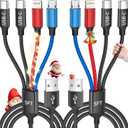 Dual Type-C 4 in 1 Multi Charging Cable for Multiple Devices with Lightning/Micro/2 USB-C, USB Cable Multiple iPhone Charger Cord, Travel Charger for iPhone17-8 Android iPad, Christmas Gift - 2Pcs 5FT