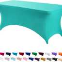 Peomeise 2PCS 6FT Spandex Table Cover Rectangular Stretch Spandex Tablecloth (Turquoise,6FT) (2PACK 6FT)