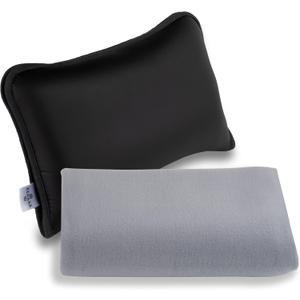 Elvasa Travel Blanket and Pillow Set  Compact Lightweight Throw for Train, Car  Small, Portable Fleece  Long Flight Must Haves  Airplane Comfort Kit  Multi-Use Quillow for Travel (Black)