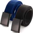 Mile High Life Cut To Fit Canvas Web Belt Size Up to 52" with Flip-Top Solid Black Military Buckle