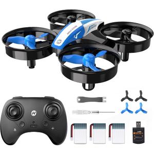 Holy Stone Mini Drone for Kids and Beginners RC Nano Quadcopter Indoor Small Helicopter Plane with Auto Hovering, 3D Flips, Headless Mode and 3 Batteries, Great Gift Toy for Boys and Girls, HS210 Blue