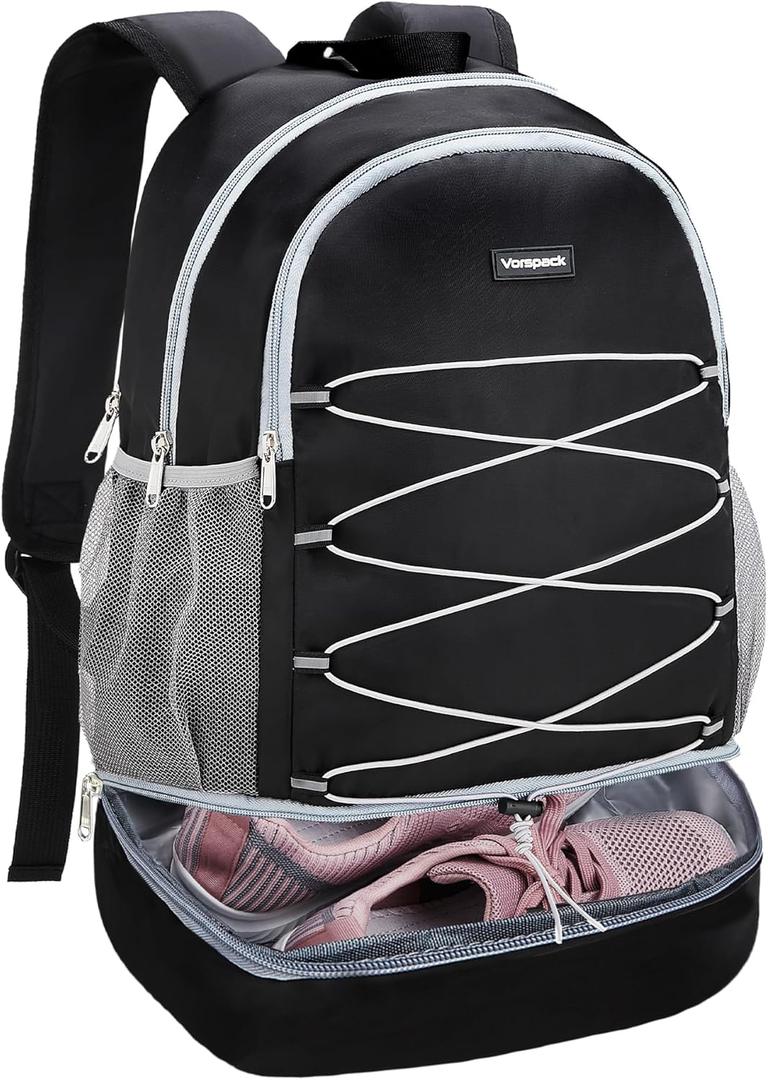 Vorspack Gym Backpack for Women - Small Gym Bag with Shoe Compartment Lightweight Sports Backpack Travel Backapck for Work College Hike - Black