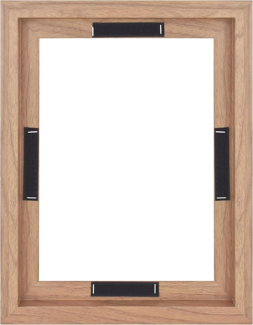 MCS Canvas Float Frames 9x12 Frame, Walnut Wood Grain for Finished Canvases, Vertical & Horizontal Wall Hanging Large with Adhesive for Canvas Paintings (1-Pack)