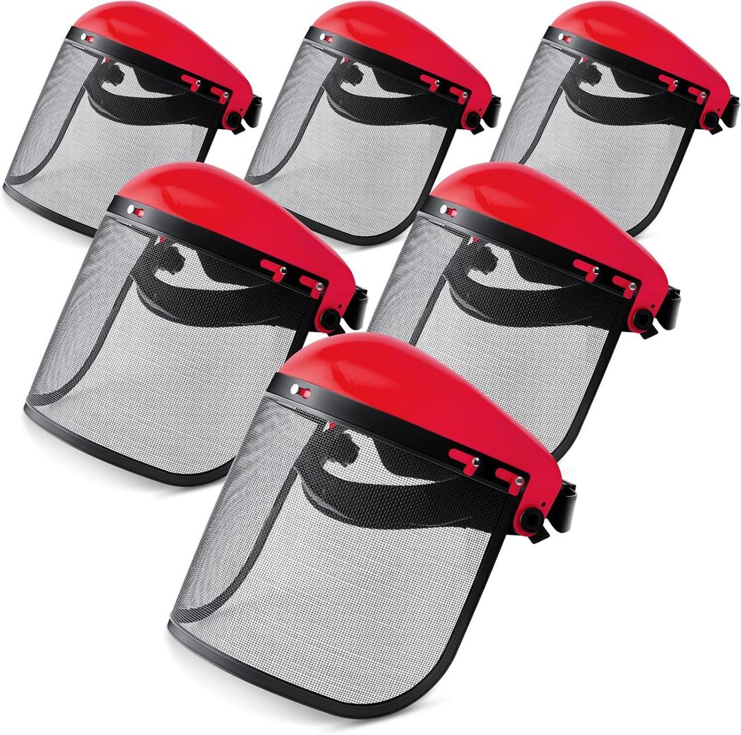 Amylove 2 Pcs Safety Face Shield with Mesh Weed Whacking Face Shield Masks Chainsaw Gardening Weed Mover Protection (Red)