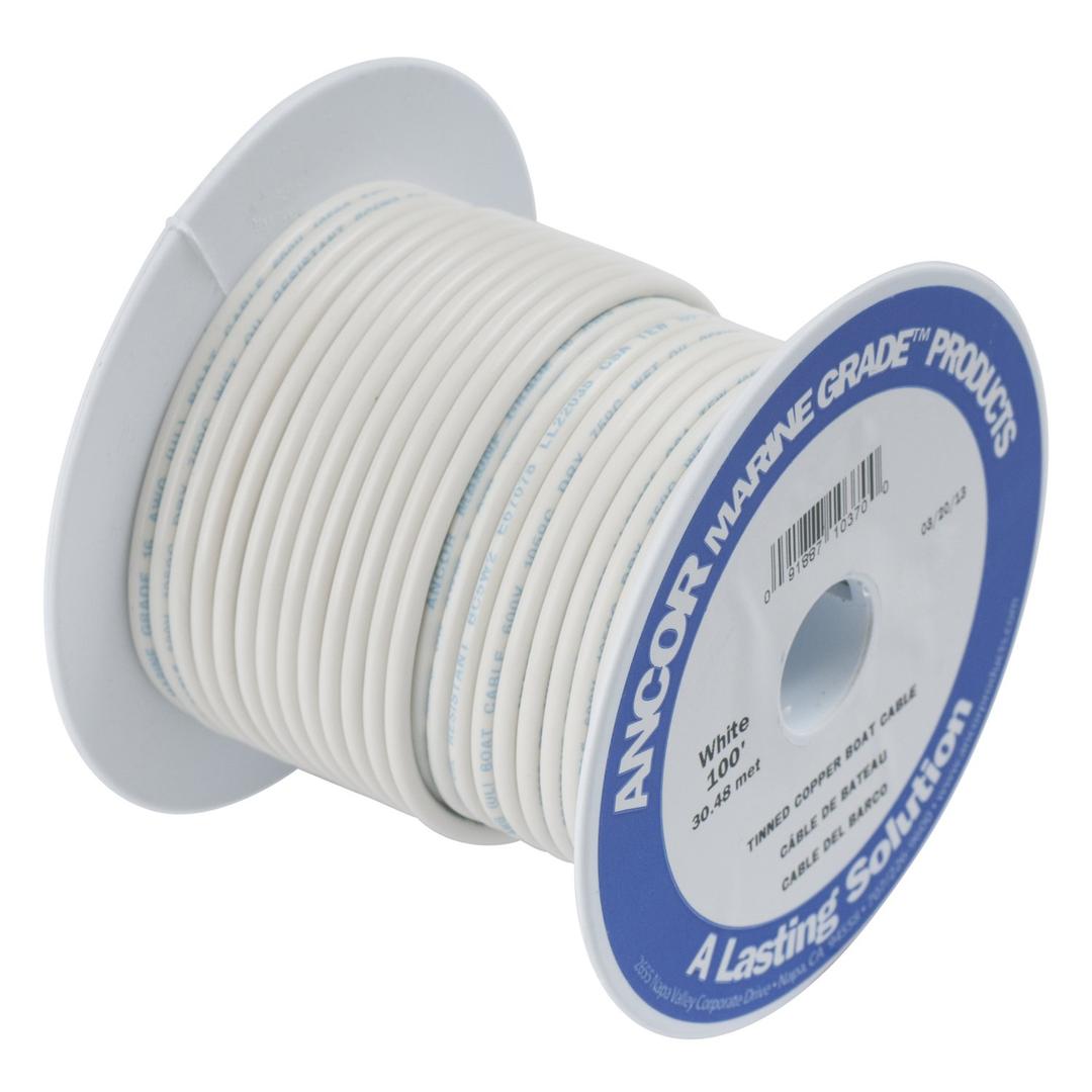 Ancor 111702 Marine Grade Electrical Tinned Copper Battery Cable (8-Gauge, White, 25-Feet)