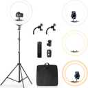 Aureday 22" Big Ring Light with 72" Sturdy Tripod Stand and Sandbag, 65W Large Studio Ringlight with Remote & Phone Holders for Photography/TikTok/YouTube/Tattoo/Barber/Video Recording (BLACK)
