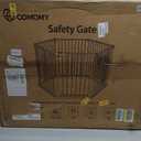 COMOMY 150" Extra Wide Baby Gate with Door, Dog Gates for The House Doorways Fireplace, Auto Close Baby Fence Play Area, Walk Through Pet Gate, Hardware Mounted, 6-Panels (30" Tall, Black)