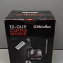 Mueller 12-Cup Drip Coffee Maker - Borosilicate Carafe, Auto-Off, Reusable Filter, Anti-Drip, Keep-Warm Function, Clear Water Level Window Coffee Machine, Kitchen Essentials & Accessories (Black)