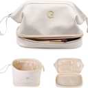 Bachelorette Gifts, Large Makeup Bags, Personalized Double Layer Cosmetic Bag Teen Girl Gifts, Travel Toiletry Bag Wedding Gifts, Bridesmaid Gifts for Her College Dorm Essentials for Girls (White)