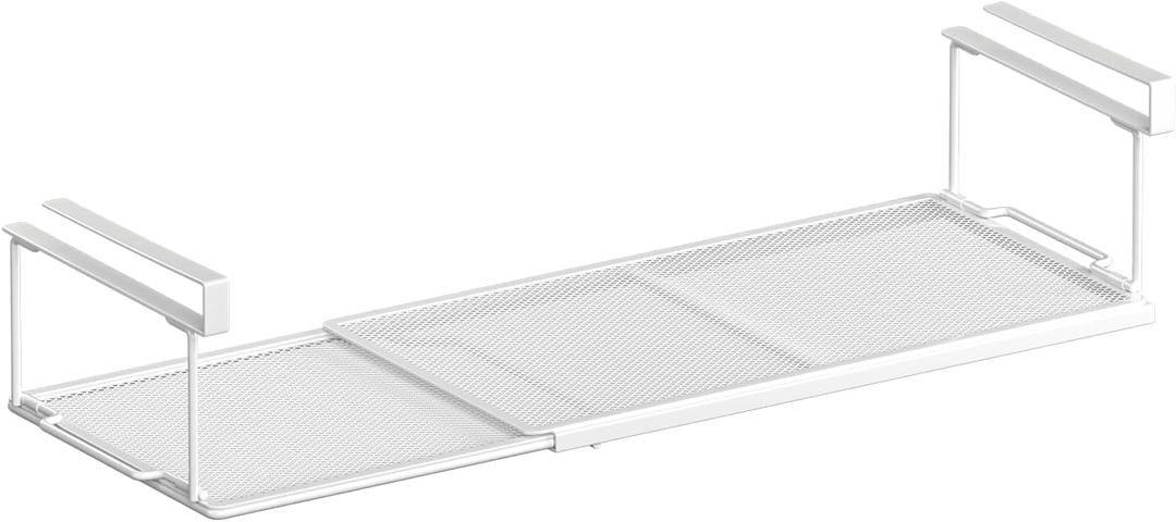 Sincereshe Expandable Under-Shelf Shoe Rack for Closet(1-Pack) - Adjustable Under Shelf Storage Organizer, No-Tool Installation Sturdy Metal Hanging Shelves for Sneakers, Flats & Casual Shoes (White)