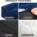 FAMIDGE Plush Cat Couch Bed - Cat Bed for Indoor Cats, Dog Sofa Bed, Short Rabbit Fleece Calming Pet Couch with Removable Cover, Anti-Shedding Pet Sofa for Small/Medium Pets (261812in, Navy Blue)