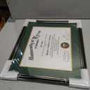 GraduationMall 11x14 Diploma Frame with Green over Gold Mat or Display 15x18 Certificate without Mat,Solid Wood & Tempered Glass,Glossy Black Finish with Gold Trim