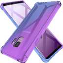 KIOMY Clear Case for Samsung Galaxy S9, Airbags Corners Shockproof Bumper Protective Cover Hybrid Design Hard PC Back + Flexible TPU Frame Purple Blue Gradients Color