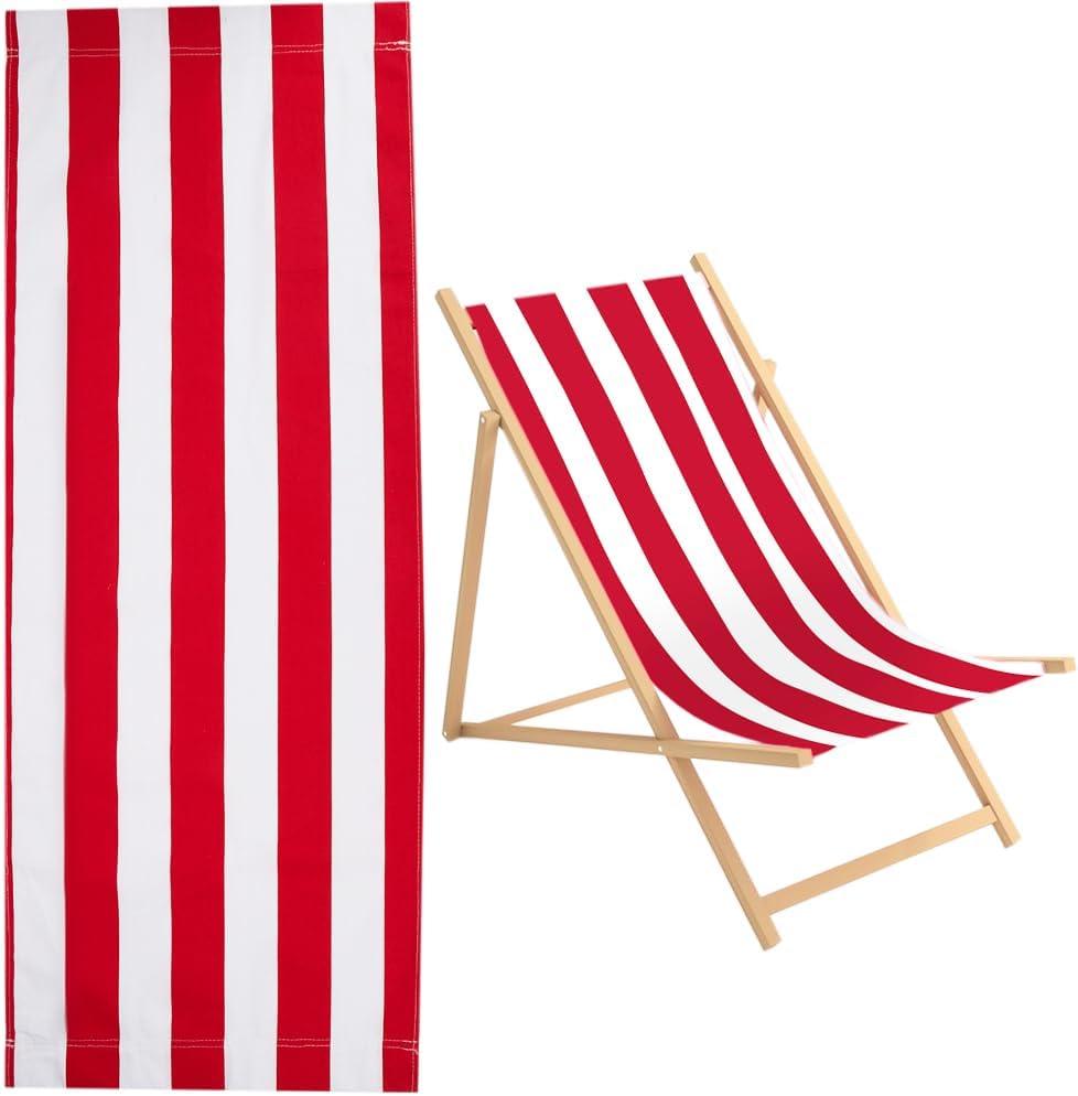 GORGECRAFT 1pcs Red & White Striped Beach Sling Chair Replacement Canvas, 435*1150mm, Modern Style, Portable, Outdoor Use