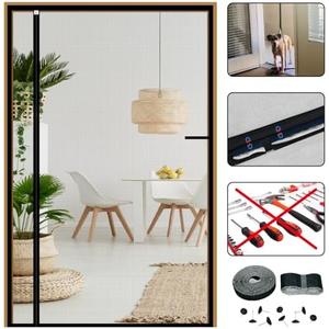 CHIYUNS Reversible Left Right Side Opening Screen Door Mesh Magnetic Closure Heavy Duty, Self Closing Fiberglass Bug Net with Magnet for Sliding Doors & Doorway, Pet Friendly, 36 x 81,6 inch Grey