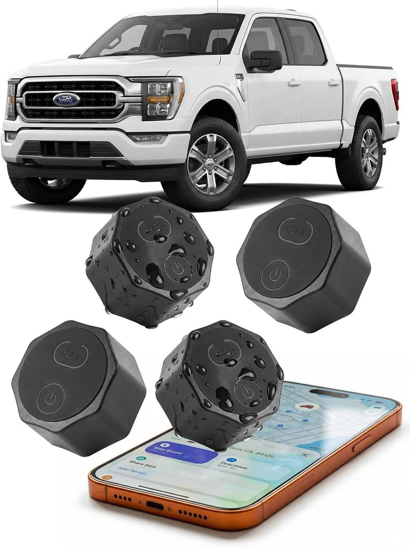 Air Tracker Tag Hidden Ultra Magnetic Finder for Vehicles, | No Monthly Fee | 5-Year Battery | Works with Apple Find My (iOS Only), for Car, Truck, Motorcycle, Equipment 4Pack Black